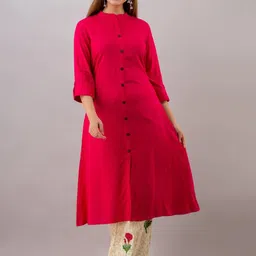 MAUKA Women Pink Solid Kurta with Floral printed palazzo-29