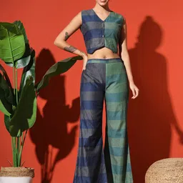 Rudraaksha Creations Striped Pure Cotton Top & Palazoo Co-Ords-image-82