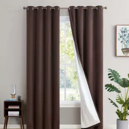 bfam Solid (Pack of 2) 10 Ft Blackout Eyelet Polyester Long Door Curtain (Chocolate Brown )-picture-0