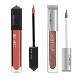 LOVE EARTH Set of Liquid Mousse Lipstick - 6 ml & Gloss It Up Lip Gloss - 3 ml-16