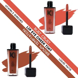 KINDED Set of 2 Matte Lip Eye Cheek Tints with Vitamin E 9 ml Each -Rust Crust - Brown Temptation-6