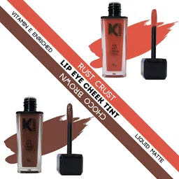KINDED Set of 2 Matte Lip Eye Cheek Tints with Vitamin E 9 ml Each -Rust Crust - Choco Brown-14