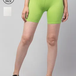 Apraa & Parma Women Set Of 2 Slim Fit Cycling Sports Shorts-image-84