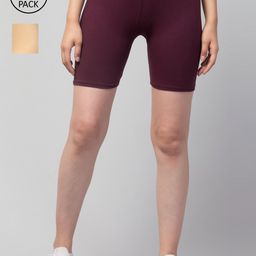 Apraa & Parma Women Pack Of 2 Skinny Fit Cycling Cotton Sports Shorts-image-90