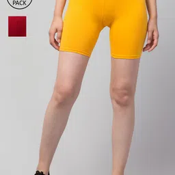Apraa & Parma Women Set Of 2 Slim Fit Cycling Sports Shorts-image-75