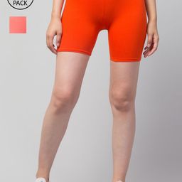 Apraa & Parma Women Orange Slim Fit Cycling Sports Shorts-image-85