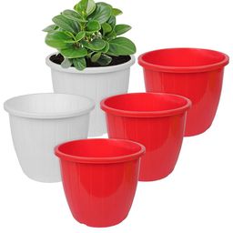 Kuber Industries Red 5 Pcs Non-Hanging Artificial Flower Pots-26