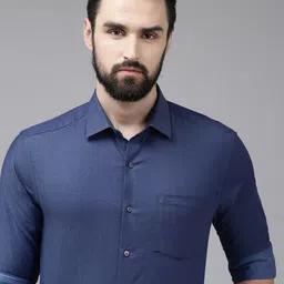Arrow Men Blue Manhattan Slim Fit Pinstripes Opaque Pure Cotton Formal Shirt-picture-0