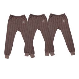VIMAL JONNEY Unisex Kids Pack of 3 Brown Striped Thermal Bottoms-picture-32