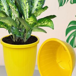 Kuber Industries Yellow & Red 5 Pcs Planter Pot-13