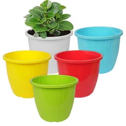 Kuber Industries Yellow & Red 5 Pcs Planter Pot image 4