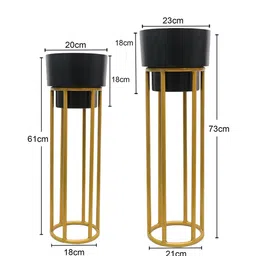 Homesake Set Of 2 Round Base Metal Planters With Pot image 5