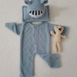 Babymoon Infants Set Of 4 Velvet Romper Toy Pillow & Cap Baby Velvet Photoshoot Props-10