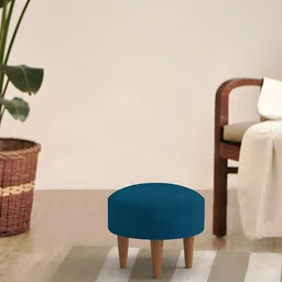 Chumbak Mediterranean Blue Round Begum Foot Rest-36