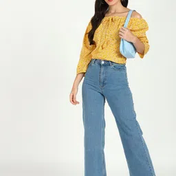 VAHSON Floral Printed Off-Shoulder Regular Top image 4