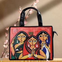 Priyaasi Black Tribal Naari Digital Print Tote Bag-43