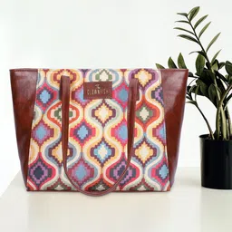 THE CLOWNFISH Geometric Printed Structured Tote Bag-6