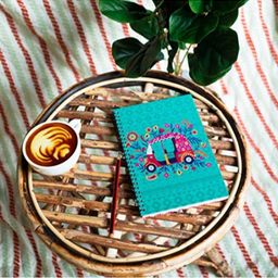 Chumbak Adults Teal & Pink Auto Ride Printed Spiral Note book-image-52