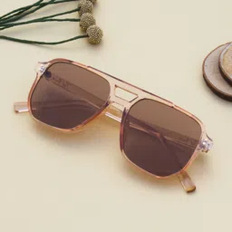 Ted Smith Unisex Brown Lens & Brown Aviator Sunglasses with UV Protected Lens-11