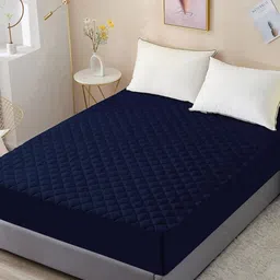 Bajo's Blue Quilted Terry Cotton Waterproof Double King Size Mattress Protector-image-7