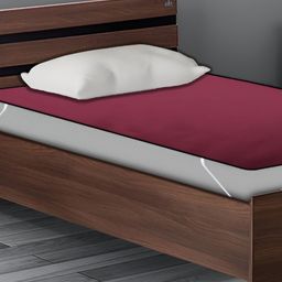 Stylista Maroon Cotton Water Resistant Elastic Strap Single Size Mattress Protector-image-4