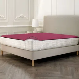 Stylista Maroon Cotton Water Resistant Elastic Strap Double Size Mattress Protector-image-22