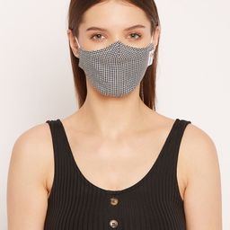 Imfashini Women Black & White Printed 2-Ply Cotton Reusable Cloth Mask-image-53