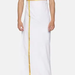 Sethukrishna Men White Solid Cotton Dhoti-image-130