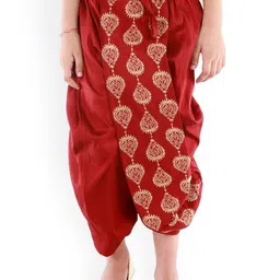VASTRAMAY Boys Maroon & Gold  Traditional Embroidered Dhoti-image-79