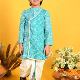 SAKA DESIGNS Boys Bandhani Printed Angrakha Pure Cotton Kurta with Dhoti Pants-18