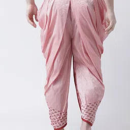 DEYANN Men Peach & Red  Printed Dupion Silk Dhoti image 2