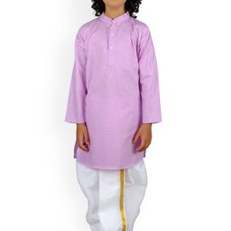 Sethukrishna Boys Pink Pure Cotton Kurta with Dhoti Pants-picture-50
