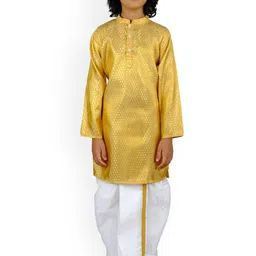 Sethukrishna Boys Gold-Toned Printed Kurta with Dhoti Pants-picture-17