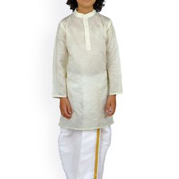 Sethukrishna Boys Cream & White Coloured Kurta with Dhoti Pants-6