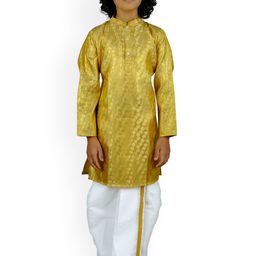 Sethukrishna Boys Gold-Toned Ethnic Motifs Printed Kurta with Dhoti Pants-picture-56