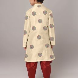 DEVOILER Boys Printed Regular Dupion Silk Kurta with Dhoti Pants image 3