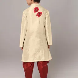 DEVOILER Boys Printed Regular Dupion Silk Kurta with Dhoti Pants image 5