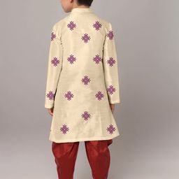 DEVOILER Boys Printed Regular Dupion Silk Kurta with Dhoti Pants image 3