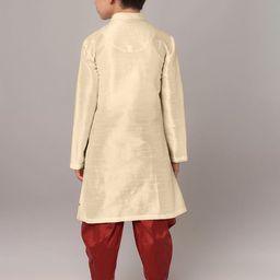 DEVOILER Boys Printed Regular Dupion Silk Kurta with Dhoti Pants image 3
