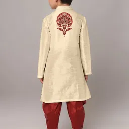 DEVOILER Boys Printed Regular Dupion Silk Kurta with Dhoti Pants image 5
