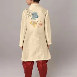 DEVOILER Boys Printed Regular Dupion Silk Kurta with Dhoti Pants image 4