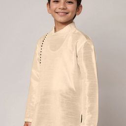 DEVOILER Boys Printed Regular Dupion Silk Kurta with Dhoti Pants image 5