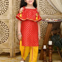 SAKA DESIGNS Girls Ethnic Motifs Printed Sleeveless Kurta with Dhoti Pants-image-63