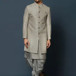 KISAH Men Woven-Design Cotton Sherwani Dhoti Set-image-86