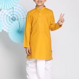 VASTRAMAY Boys Mandarin Collar Straight Kurta with Dhoti Pants-16