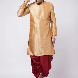 VASTRAMAY Mandarin Collar Regular Straight Kurta With Dhoti Pants-picture-56