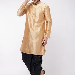 VASTRAMAY Mandarin Collar Regular Straight Kurta With Dhoti Pants-image-76