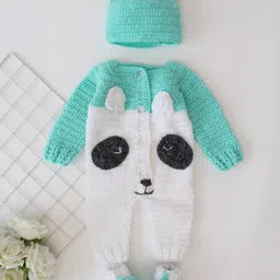 Woonie Infants Colourblocked Crochet Rompers With Beanie & Booties-42