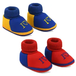 Smartots Infants Pack Of 2 Colourblocked Pure Cotton Booties-42