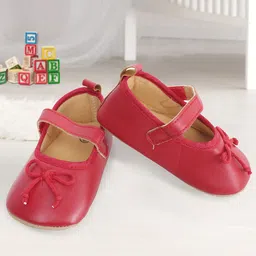 Baby Moo Infant Girls Red Solid Booties-53